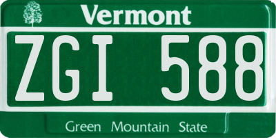 VT license plate ZGI588