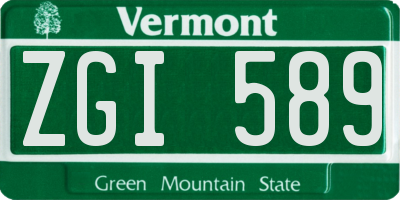 VT license plate ZGI589
