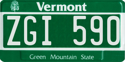 VT license plate ZGI590