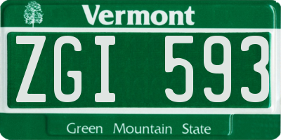 VT license plate ZGI593