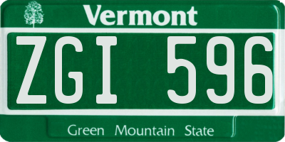 VT license plate ZGI596