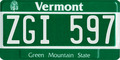 VT license plate ZGI597