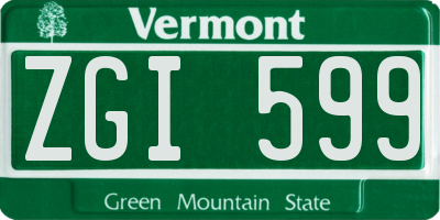 VT license plate ZGI599