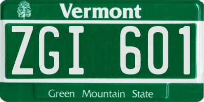 VT license plate ZGI601