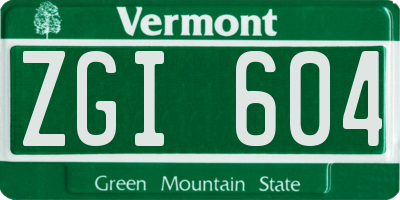 VT license plate ZGI604