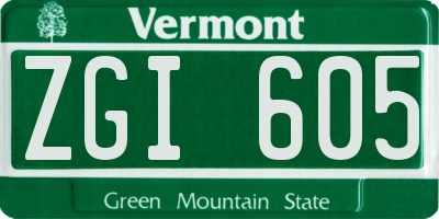 VT license plate ZGI605