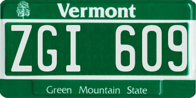 VT license plate ZGI609
