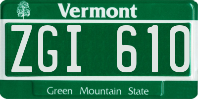 VT license plate ZGI610