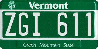 VT license plate ZGI611