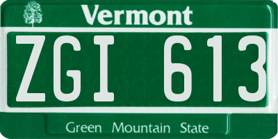 VT license plate ZGI613