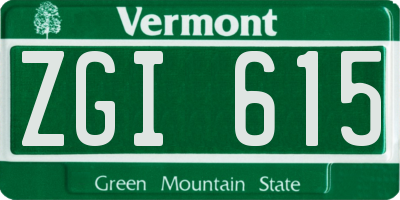 VT license plate ZGI615