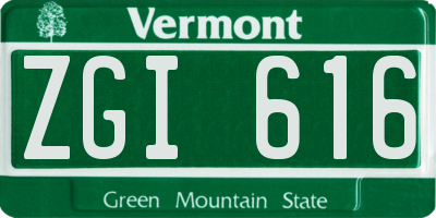 VT license plate ZGI616