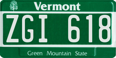 VT license plate ZGI618