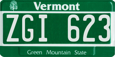 VT license plate ZGI623