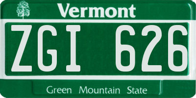 VT license plate ZGI626