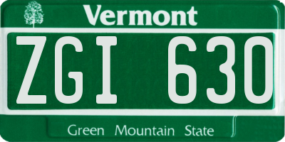 VT license plate ZGI630