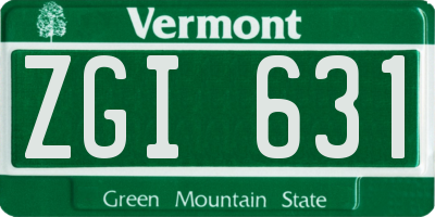 VT license plate ZGI631