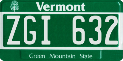 VT license plate ZGI632