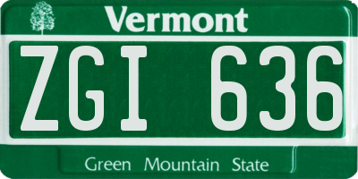 VT license plate ZGI636