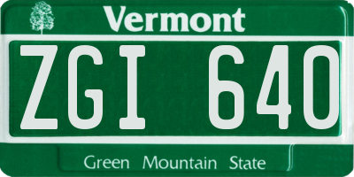 VT license plate ZGI640