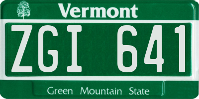 VT license plate ZGI641