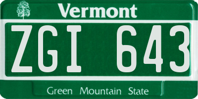 VT license plate ZGI643