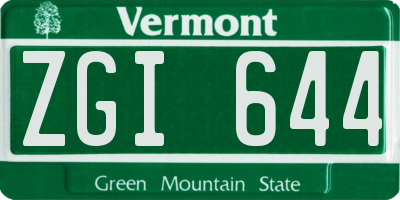 VT license plate ZGI644