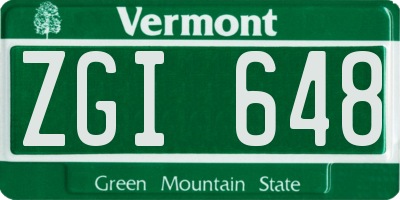 VT license plate ZGI648