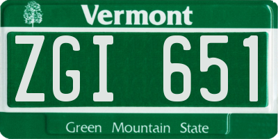 VT license plate ZGI651