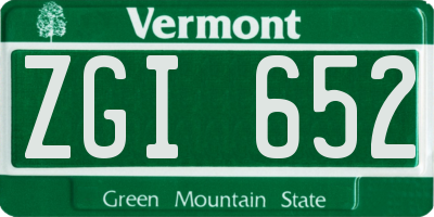VT license plate ZGI652