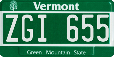 VT license plate ZGI655