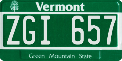 VT license plate ZGI657