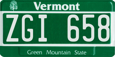 VT license plate ZGI658