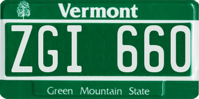 VT license plate ZGI660