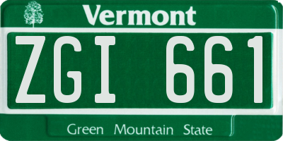 VT license plate ZGI661