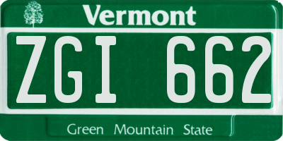 VT license plate ZGI662
