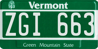 VT license plate ZGI663