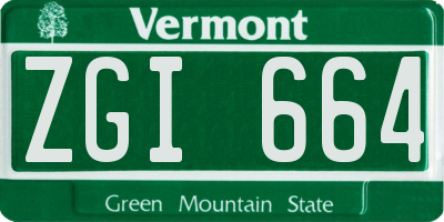 VT license plate ZGI664