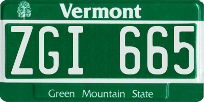 VT license plate ZGI665