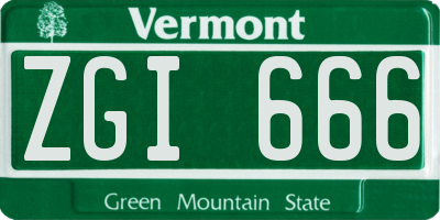 VT license plate ZGI666