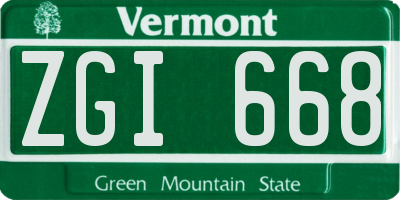 VT license plate ZGI668