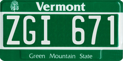 VT license plate ZGI671