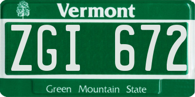VT license plate ZGI672