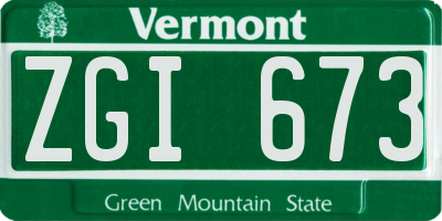 VT license plate ZGI673