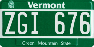 VT license plate ZGI676