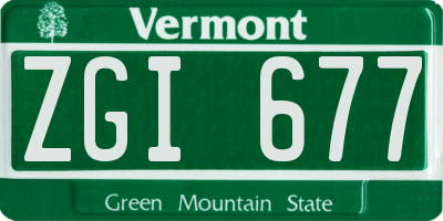 VT license plate ZGI677