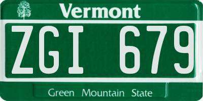VT license plate ZGI679