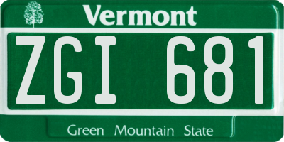 VT license plate ZGI681