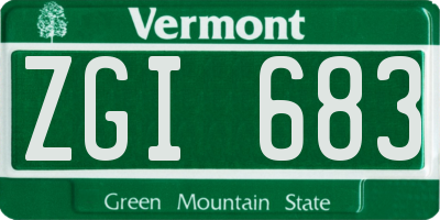 VT license plate ZGI683