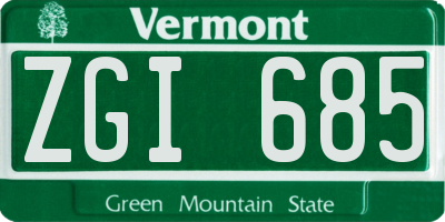 VT license plate ZGI685